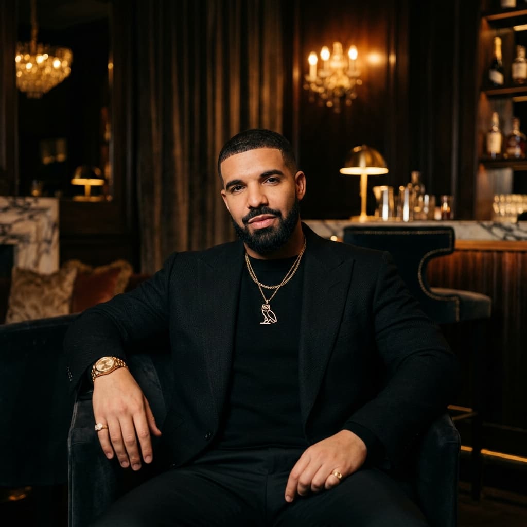 Drake (champagnepapi) wearing OVO Owl necklace